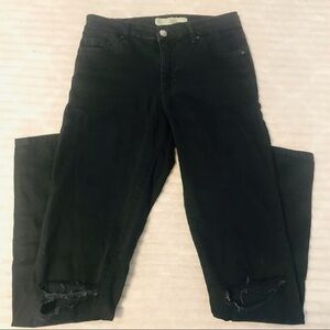 TopShop Moto Leigh Black Busted Knee Skinny Jeans